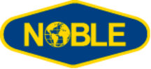 A blue and yellow logo for noble.