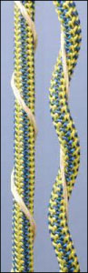 A pair of yellow and blue ropes with a white rope
